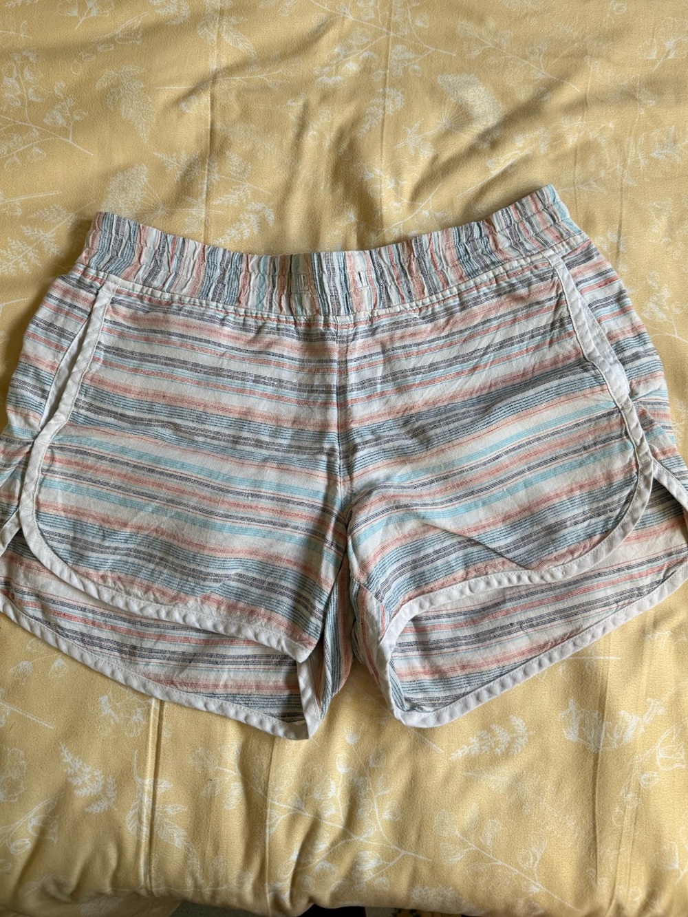 Athleta Pastel Striped Athletic Shorts - Blue, Pink, Cream